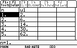 table in the sequence mode